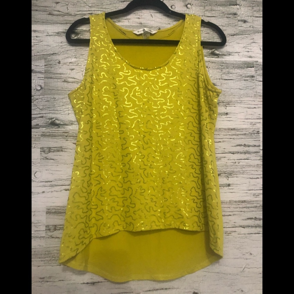 Bianco Nygard high low cami with sequins